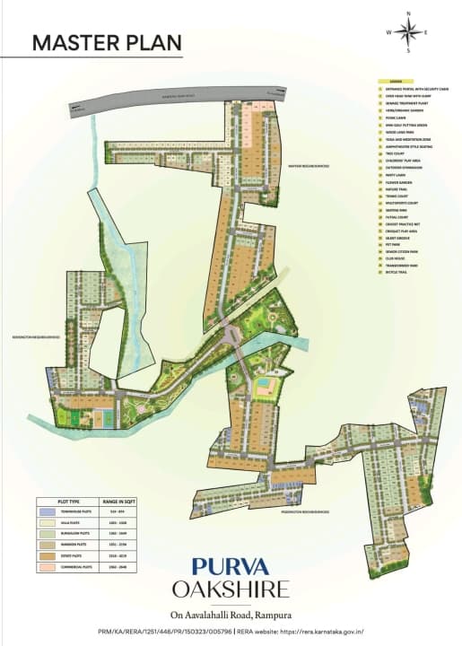 A Katha 1870 Sqft East Facing Plot for Sale at Purva Oakshire Rampura Bangalore